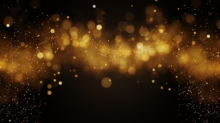 Golden abstract bokeh on black background ,background for graphics Golden sparkles blurred christmas lights - wedding holiday wallpaper