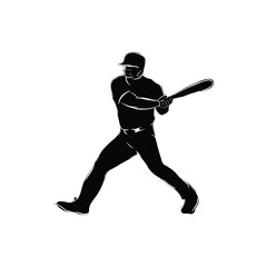 Fototapeta na wymiar Baseball player vector black silhouette design for T.Shirt