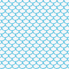 Fish scale seamless pattern. Reptile, dragon skin texture. Tillable background for your fabric, textile design, wrapping paper, swimwear or wallpaper. Blue mermaid tail with fish scale underwater.