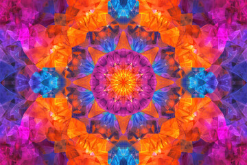 Bright colorful kaleidoscope pattern. Festive style