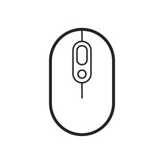 Isolated simple outline of compact wireless mouse, a computer peripheral symbol