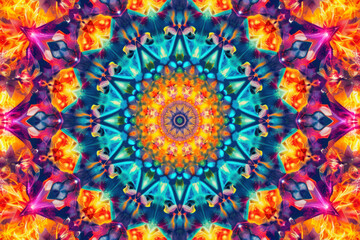 Bright colorful kaleidoscope pattern. Festive style