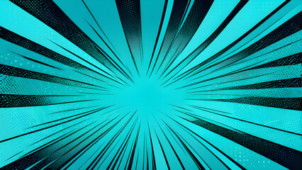 Bright Turquoise and Green Pop Art Retro Background. abstract green burst. The halftone effects add...