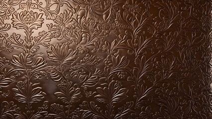 embossed shiny brown leather with the floral motif background wallpaper ultra theme