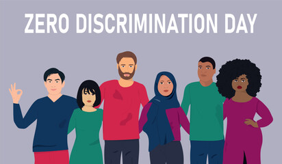 Zero Discrimination Day. Equal rights. Vector illustration