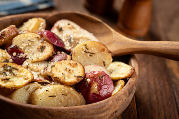 Roasted potatoes seasoned with rosemary and garlic