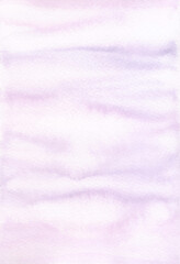 Abstract watercolor background in light lilac pastel shades with gradient, hand-drawn. A banner for design, decoration, a place for text. Blurred wavy background. The texture of watercolor on paper.