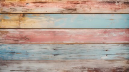 A weathered vintage wooden board with a seamless texture bathed in soft, colorful hues, capturing simplicity and minimalism in a nostalgic setting.