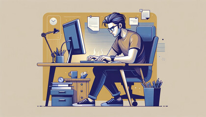 Generative AI A person working desperately on a computer