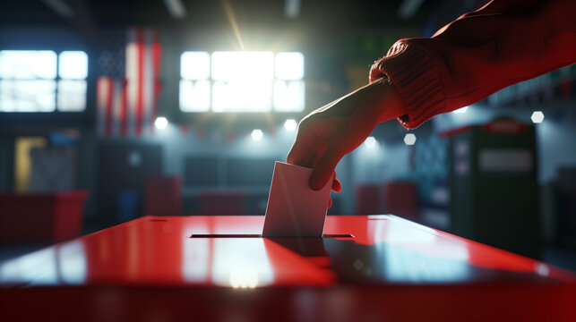 voting hand with ballot on election day