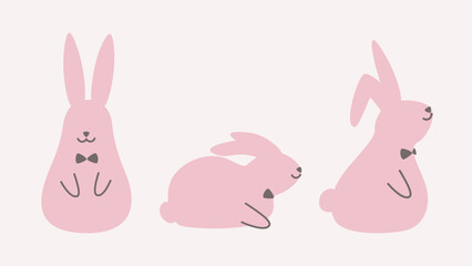 Set of rabbits for easter. Flat design. Simple vector illustrations of rabbit.