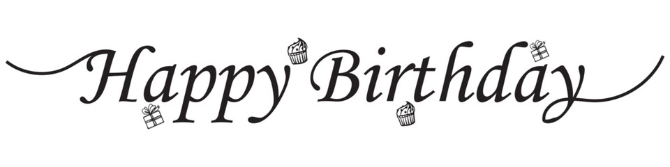Happy Birthday  custom calligraphy text. Vector design.