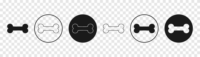 Dog bowl icon. A bowl of bones for a dog. animal feed in a bowl. Vector set.