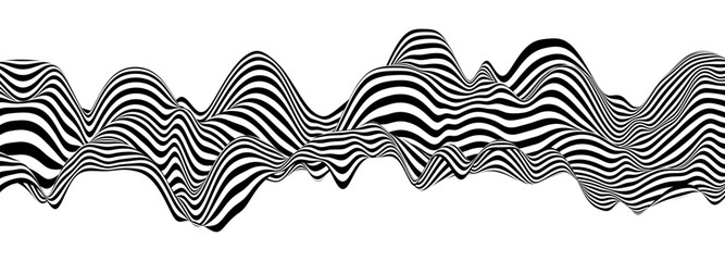 Abstract background with wave lines. Dynamic abstract vector design. 3D optical illusion- line art. Curved smooth shape on white background.