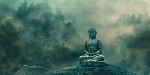 meditation in the morning with buddha