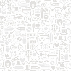 Male hobbies and habits seamless pattern - simple  icons on white background. Vector illustration.