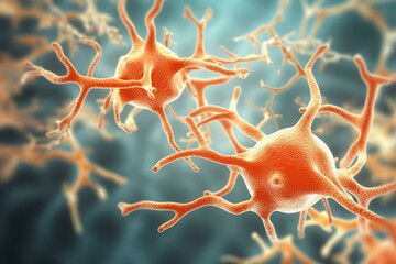 Autoimmune disease affecting nerve cells with antibodies. Generative AI - obrazy, fototapety, plakaty