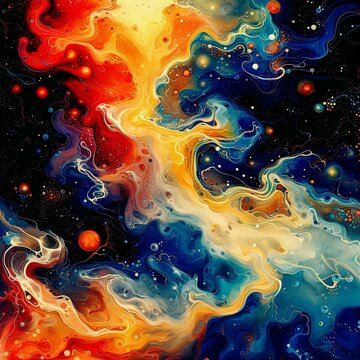 Subatomic Swirls: Particle Dance on Canvas