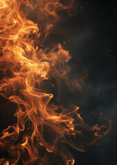 Illustration, realistic flames, and smoke on a pure black background. Unusual illustration.