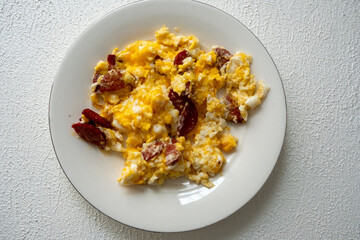 a Turkish breakfast classic, eggs with sausage