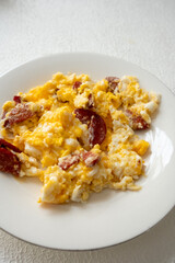 a Turkish breakfast classic, eggs with sausage