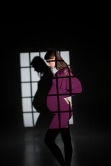 pregnant girl in the night, studio pregnancy shoot, pregnant fashion model, pregnant woman, fashion shoot