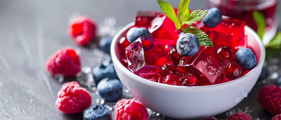 Gelatin and berry jelly are fresh and sweet - obrazy, fototapety, plakaty