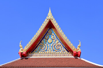 Part of the Roof of a temple in Thailand. Traditional Thai style pattern on the roof of a temple...