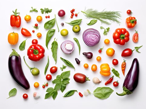 vegetables with space for text on a white background