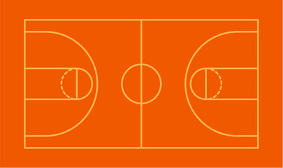 Basketball Court Flat Vector line Icon. Basket ball field playground stadium layout. Basketball court line icon.