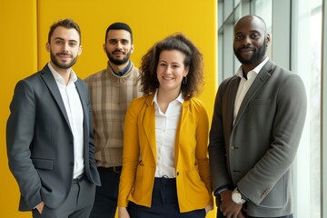Dynamic Business Team in Yellow Office