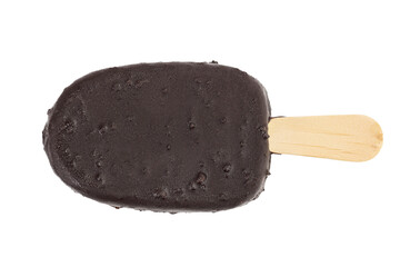 Ice cream bar with chocolate coating isolated on white background.