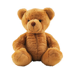 Brown Teddy Bear Sitting Against Transparent Background