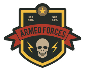 Naklejka premium Armed forces badge. Division sign. Military label