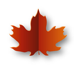 Autumn paper cut maple leaf. Decorative element