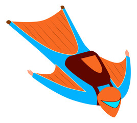 Flying skydiver character. Jumping in air and falling sport