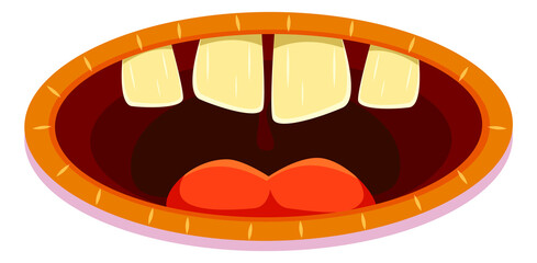 Open mouth with monster teeth. Scary creature face