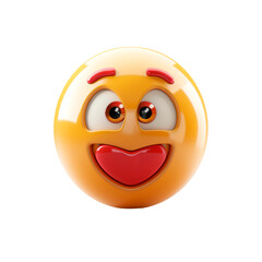 Yellow Smiley Face With Red Tongue, Isolated on a Transparent Background