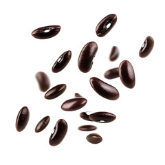 Fototapeta premium Falling coffee beans isolated on a white or transparent background, png