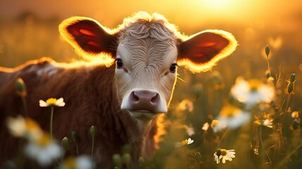 farm baby cow - obrazy, fototapety, plakaty