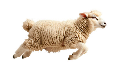 Sheep Jumping in the Air on Transparent Background