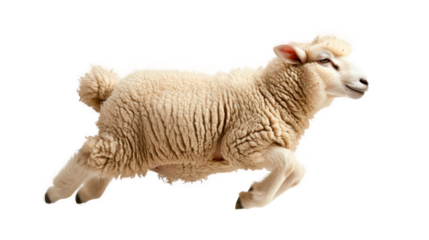 Sheep Jumping in the Air on Transparent Background