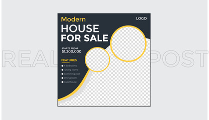 Modern real state home sale or Instagram social media post design template  For web banner ads social media layouts template design bundle vector. 