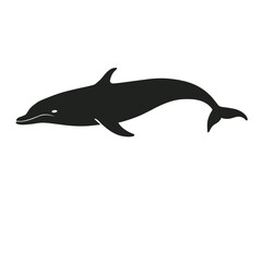 Obraz premium Silhouette of a dolphin in a minimalist vector illustration on a white background.