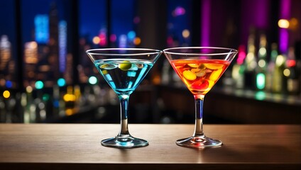 a glass of martini on the bar
