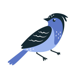 Blue bird on white background. cute child character