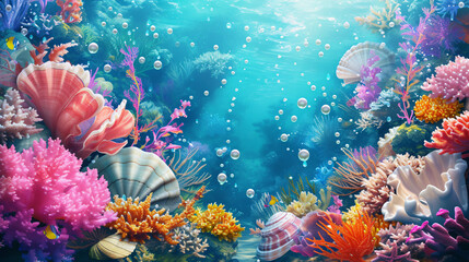 Colorful tropical coral reef. Underwater view background
