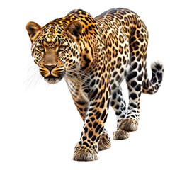 Majestic Jaguar on the Prowl, Isolated on Transparent Background, Detailed Close-Up