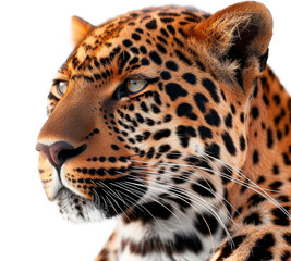 Close Up of a Leopards Face on a Transparent Background