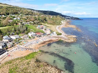 .Steep hill Cove Isle of wight UK drone , aerial , view from air